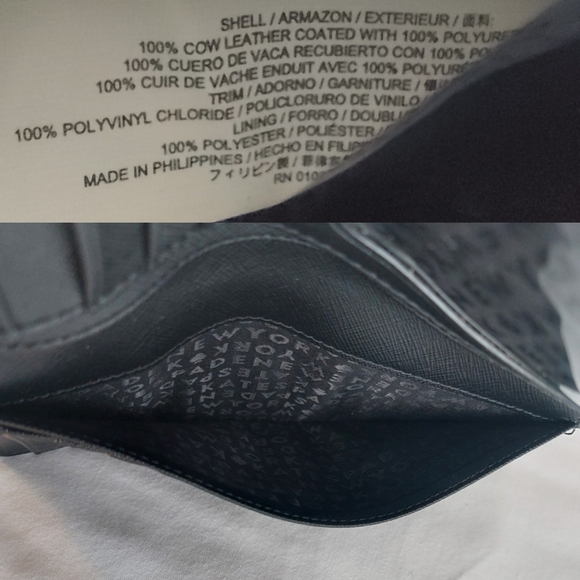 Kate Spade Bifold Rhinestone Bow Black Leather Wallet Snap Button Zip - Picture 13 of 13